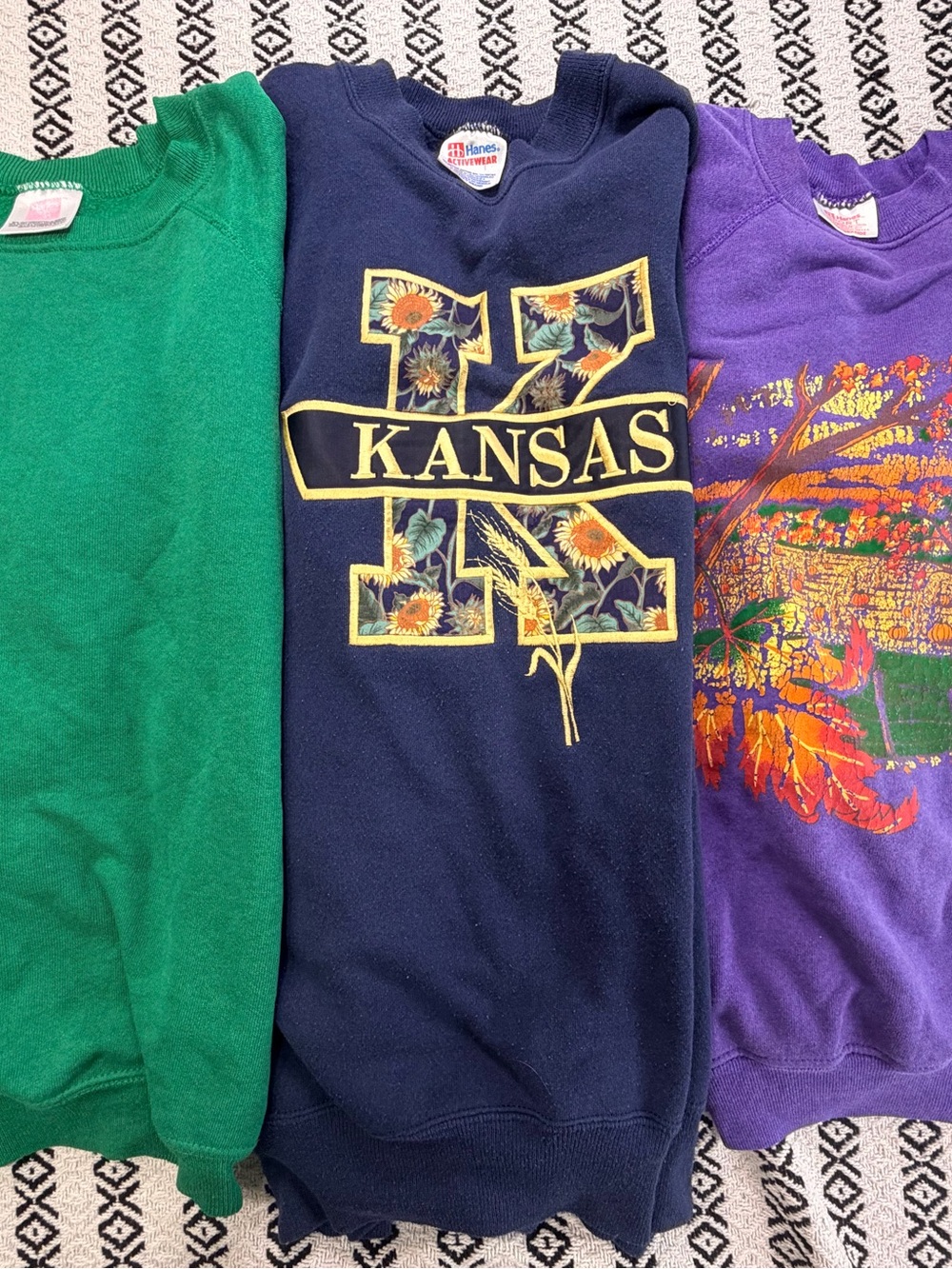 Hanes Navy Kansas Sunflower Graphic Sweatshirt